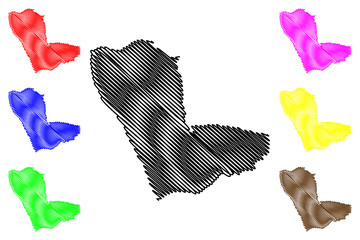 Kunene Region (Regions of Namibia, Republic of Namibia) map vector illustration, scribble sketch Kunene map