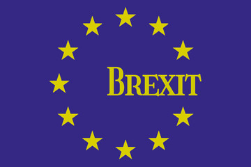 The word Brexit instead of a star on the flag of the European Union