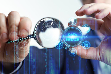 Business, Technology, Internet and network concept. Young businessman working on a virtual screen...