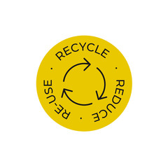 Recycle, reuse, reduce vector icon yellow
