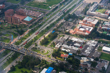 Fototapeta na wymiar Aerial view of highway and bridges with traffic in Bogota. Colombia
