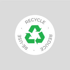 Recycle, reuse, reduce vector icon white