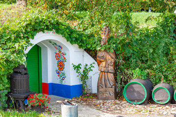Group of typical outdoor wine cellars in Moravia, Czech Republic