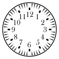 Clock face for house, alarm, table, kitchen, wall, wristwatches or special models for kids. Dial for pocket, stop watches, timer or grandfather clock. Logo for the repair shop.