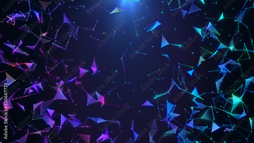Canvas Prints poligonal neon background. abstract triangular forms. geometric vj footage.