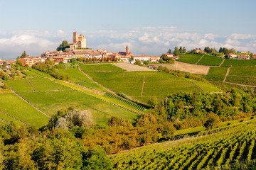 View of the village of Serralunga d`Alba and the wonderful Langa, italy