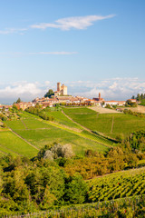 View of the village of Serralunga d`Alba and the wonderful Langa, italy