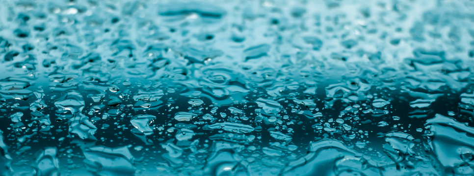 Water Texture Abstract Background, Aqua Drops On Turquoise Glass As Science Macro Element, Rainy Weather And Nature Surface Art Backdrop For Environmental Brand Design