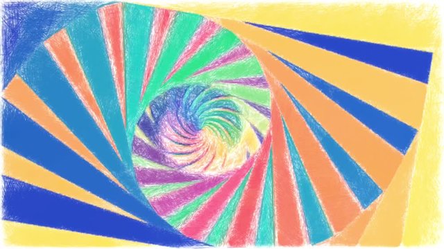 gorgious rainbow spectrum color in  geometric shape twirl rotating in circle motion look like deep tunnel