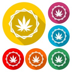 Marijuana Icon With Long Shadow