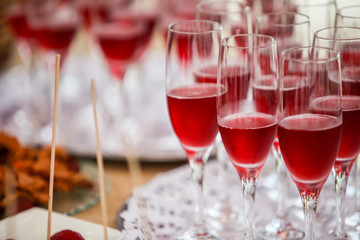 Wedding glasses of red wine