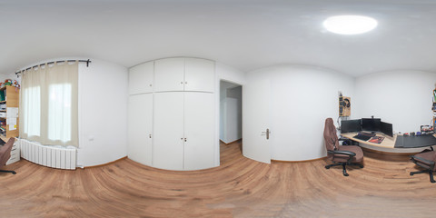 360 equirectangular photography, is an office with a modern computer