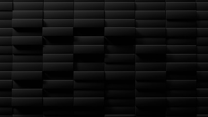 3d illustration of black abstract geometric brick wall