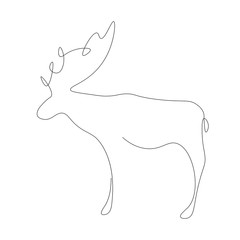 Deer silhouette line drawing vector illustration