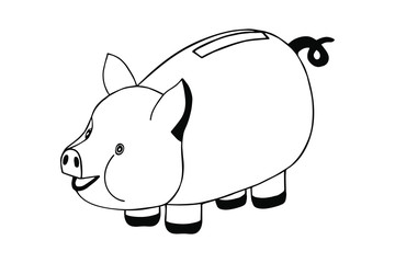 piggy bank pig, toy. eps10 vector stock illustration. out line