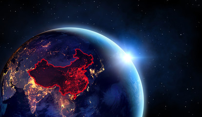 Corona Virus Spreads In China - China Alert - elements of this image furnished by NASA - 3d Rendering
