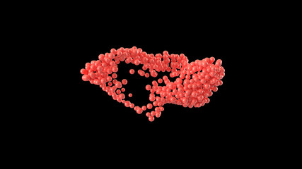 Lips shape made out of shiny spheres. Valentine's Day. 3D rendering.