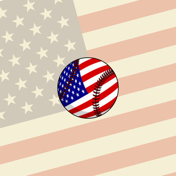 Baseball vector Illustration with American Flag, Template Design