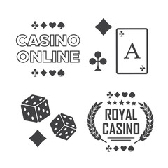 Casino vector sign set. Slot machine symbols. Lucky seven