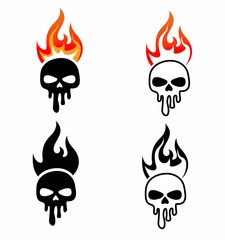 burning skull logo design vector