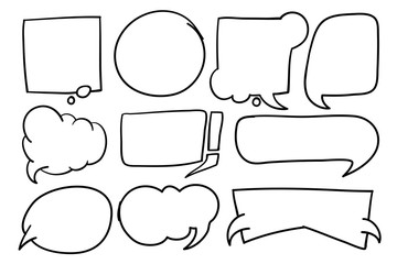 Fototapeta premium Hand draw Speech bubble set in black and white concept. Free hand drawn vector illustration with layers.