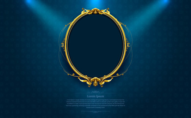 gold frame border octagon picture and pattern thai art