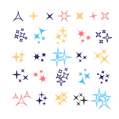 Sparkles, glowing light effect stars and bursts. Bright firework, decoration twinkle, shiny flash