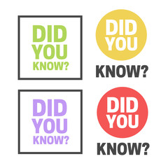 Did You Know badge vector. Did You Know question
