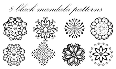Set of 8 vector mandala patterns