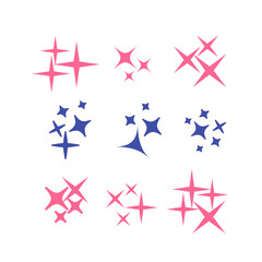 Obraz premium Sparkle lights stars set. Bright firework, decoration twinkle, shiny flash