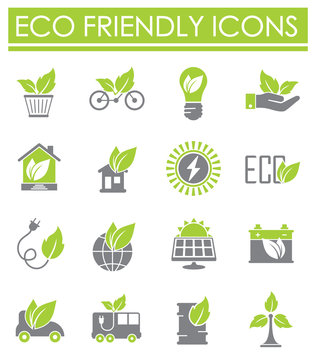 Eco friendly related icons set on background for graphic and web design. Creative illustration concept symbol for web or mobile app