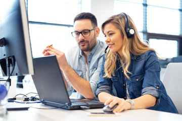 Software developers working  on new project. 