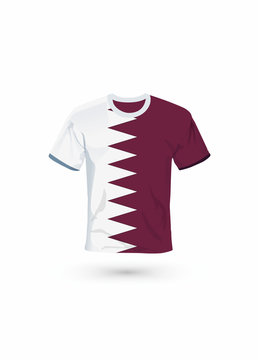 Sport shirt in colors of Qatar flag. Vector illustration for sport, championship and national team, sport game