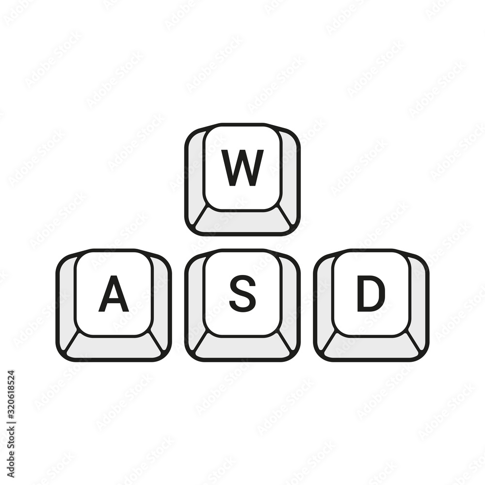 Poster wasd keyboard buttons icon. game control icon. vector