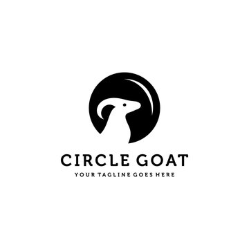 Creative illustration circle goat animal logo icon design vector