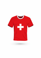 Sport shirt in colors of Switzerland flag. Vector illustration for sport, championship and national team, sport game