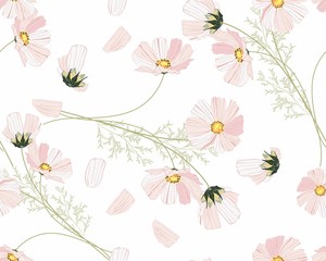 Floral seamless pattern. Beautiful spring summer background with white garden flowers. Gentle flower tile wallpaper for bedclothes design.