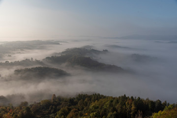 Foggy Morning Landscape in Svečina,