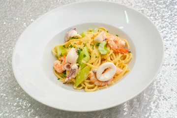 Seafood spaghetti aglio olio