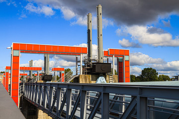Sperrwerk gegen Sturmflut in Billwerder Bucht, Hamburg
