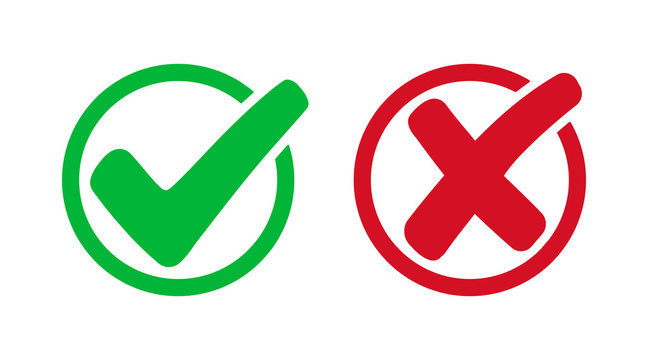 Set check mark and cross. Vector illustartion