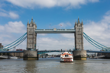 Fototapeta na wymiar Tower Bridge, a Combined Bascule and Suspension Bridge in London