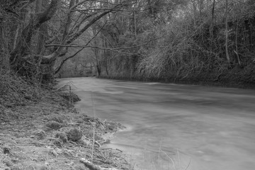 Long Exposure Black & White Photograph of a River