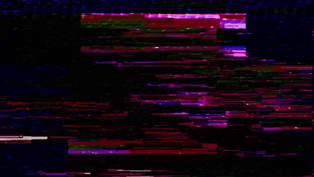 Glitchy digital noise animation with realistic flicker. TV screen noise glitch effect. Pixel data defects or screen artifacts. Black screen. 4K visual effect background. Overlay mode