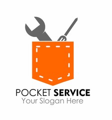 pocket service logo design concept