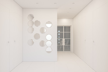 3d render interior design of a foyer in a private country house