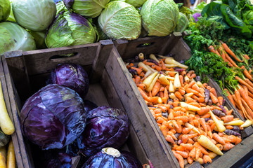 Fototapeta na wymiar Winter vegetables at Borough Market