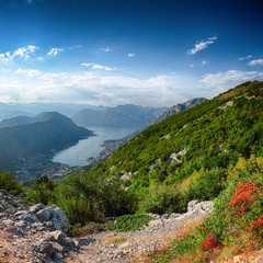 Fototapeta na wymiar Beautiful view of the Bay of Kotor in Montenegro
