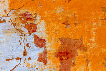 Wand mit verwittertem Putz Orange rechts / Hintergrund