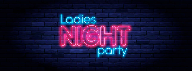 Ladies night party neon banner